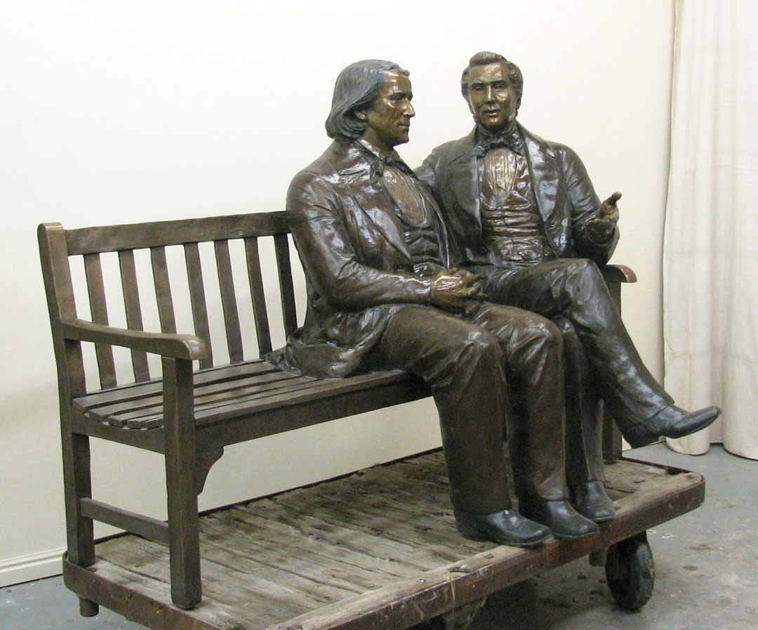 Brigham Young and Joseph Smith life-size Custom Bronze Portrait by Lena Toritch