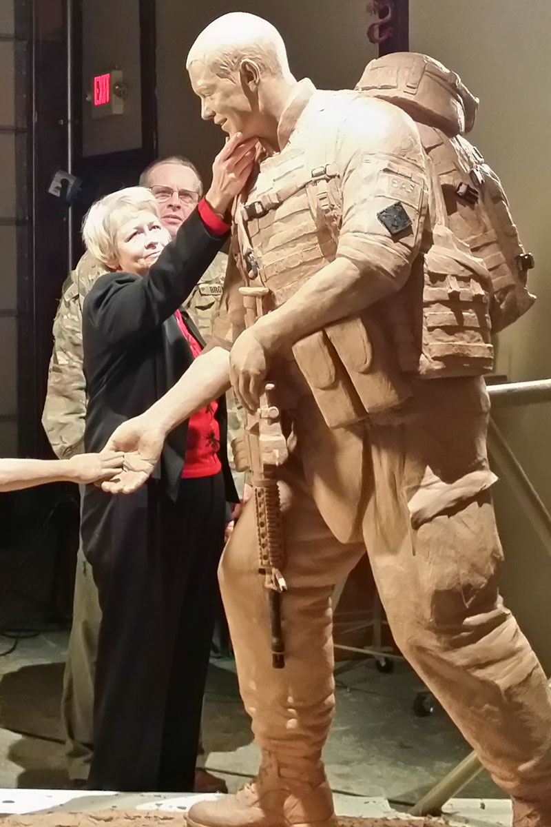 Becky Brown and Sgt. Dan Brown military statue