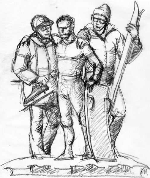 Three Generations Statue Sketch by Lena Toritch