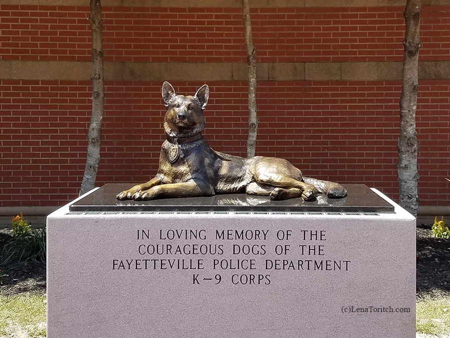 Fayetteville Police K9 memorial bronze statue