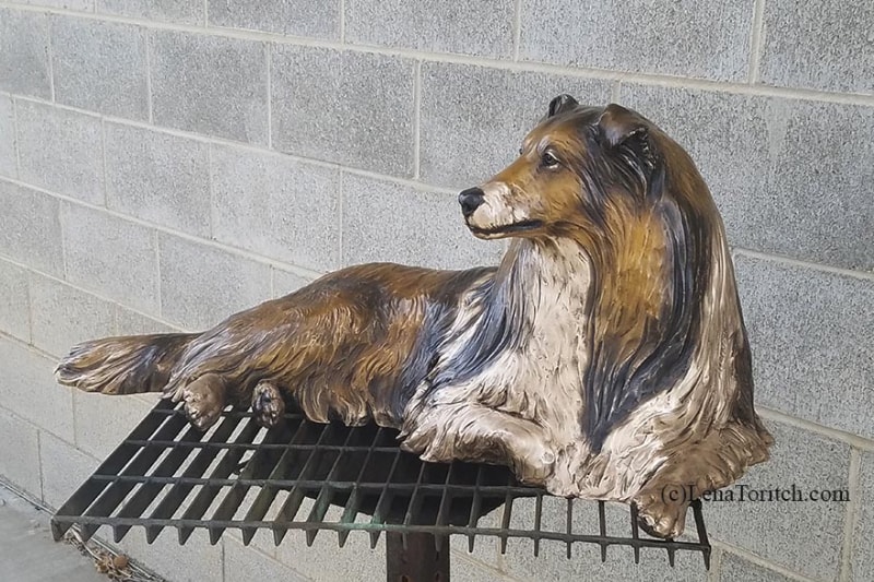 Indy the Reading Dog Bronze Statue